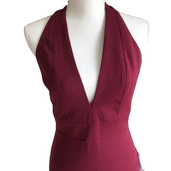 Dress The Population Vanessa Halter Body Con Plunge Midi Dress XS NWT - Picture 4 of 12